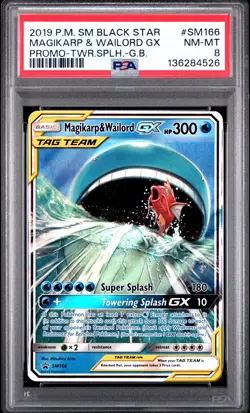 2019 POKEMON SM BLACK STAR PROMO #SM166 MAGIKARP & WAILORD GX PSA 8 - Image 1