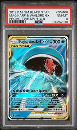 2019 POKEMON SM BLACK STAR PROMO #SM166 MAGIKARP & WAILORD GX PSA 8 - Image 1