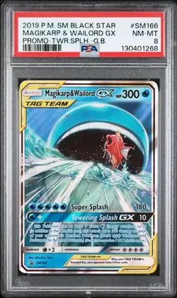 PSA 8 Magikarp & Wailord Gx #SM166 2019 Pokemon Sm Black Star Promo - Image 1