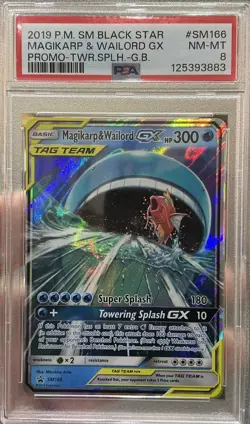 2019 POKEMON SM BLACK STAR PROMO #SM166 MAGIKARP & WAILORD GX PSA 8 - Image 1