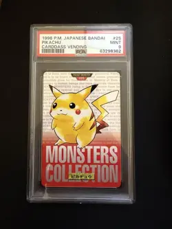 1996 POKEMON JAPANESE BANDAI CARDDASS VENDING #25 PIKACHU PSA 9 - Image 1