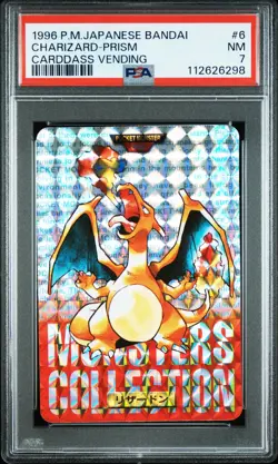 Charizard Pokemon 1996 Prism Bandai Carddass Vending Red Japanese #6 PSA 7 - Image 1