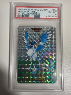 Pokemon Japanese Holo Articuno PRISM Bandai Carddass Vending 1996 Green PSA 8 - Image 1