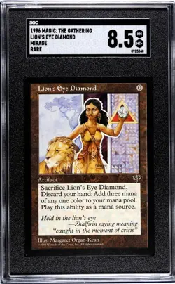 1996 Magic: The Gathering Mirage Lion's Eye Diamond Rare SGC 8.5 MTG Organ-Kean - Image 1