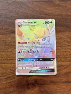 Pokemon TCG Glaceon GX Rainbow Secret Rare Card Ultra Prism 159/156 - Image 1