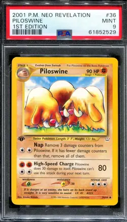 PSA 9 Pokemon 2001 1st Edition Neo Revelation Pilowsine Uncommon #36 - Image 1