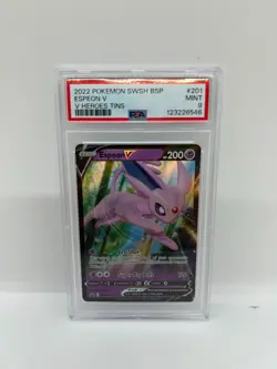 PSA 9 MINT 2022 POKEMON SWSH BLACK STAR PROMO #201 ESPEON V V HEROES TINS ENGLIS - Image 1