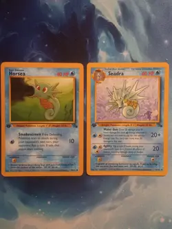Horsea 1st Edition & Seadra Fossil Pokemon TCG LP - Image 1