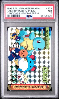 PSA 7 Raichu Pikachu Prism #233 Pokemon JPN Bandai Anime Carddass Holo NEAR MINT - Image 1