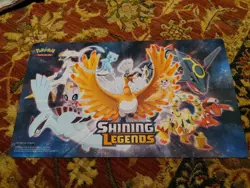 2017 Pokemon TCG Shining Legends Play Mat Ho-oh Lugia Rayquaza Mew Celebi USED - Image 1