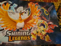 2017 Pokemon TCG Shining Legends Play Mat Ho-oh Lugia Rayquaza Mew Celebi USED - Image 2