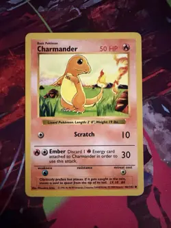 Charmander 46/102 Unlmited Base Set (Shadowless) Common Pokemon Card - Image 1