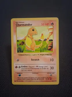 Charmander 46/102 Pokemon Base Set Shadowless Played Single Card TCG MP - Image 1