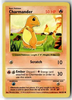 Charmander ⭐ 46/102 Shadowless Base Set 1999 Pokemon NM - Image 1