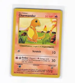Charmander 46/102 Shadowless Base Set WOTC Vintage Pokemon Card LP-MP BSS - Image 1