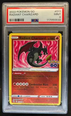 2022 Pokemon SWSH Pokemon GO Radiant Charizard #011/078 PSA 9 - Image 1