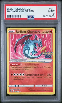2022 POKEMON GO #011 RADIANT CHARIZARD PSA 9 - Image 1