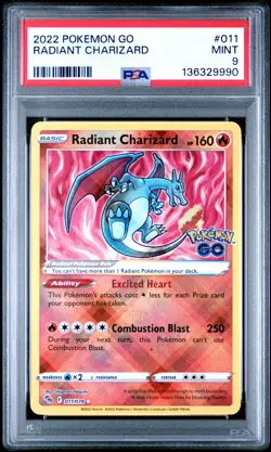 2022 POKEMON GO #011 RADIANT CHARIZARD PSA 9 - Image 1
