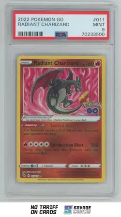 2022 Pokemon GO Radiant Charizard PSA 9 #011/078 Holo - Image 1