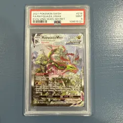 Pokemon TCG Rayquaza VMAX Holo Ultra Rare Card Evolving Skies 218/203 PSA 9 - Image 1