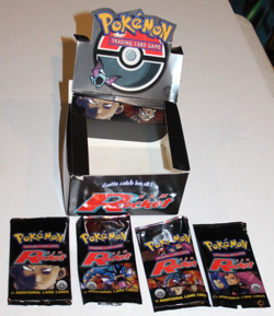 Empty 2000 Pokemon Team Rocket Booster Display Box 1st edition w 4 pack wrappers - Image 1