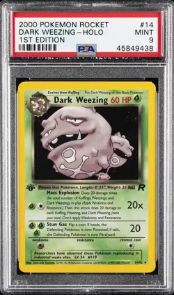 2000 POKEMON ROCKET 1ST ED #14 DARK WEEZING-HOLO PSA 9 - Image 1
