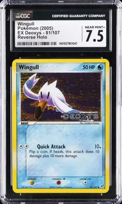 2005 POKEMON EX DEOXYS REVERSE HOLO #81 WINGULL CGC 7.5 - Image 1