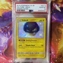 2019 POKEMON SUN & MOON HIDDEN FATES #SV13 VOLTORB-HOLO PSA 10 - Image 1