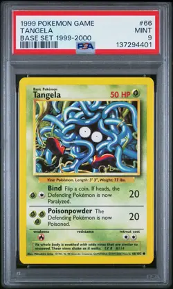 1999 POKEMON BASE SET 1999-2000 “4TH PRINT” #66 TANGELA PSA 9 - Image 1