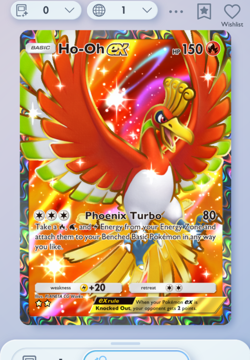 Ho-oh Full Art 2⭐, Pokemon TCG Pocket, Wisdom of Sea and Sky, English - Image 1