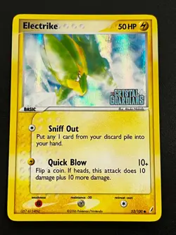 Electrike 52/100 - EX Crystal Guardians Reverse Holo Stamped Pokemon Card LP - Image 1