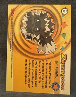 ZIGZAGOON #89 TOPPS POKEMON ADVANCED 2003 Lightly Played - Image 2