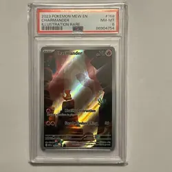 2023 POKEMON MEW EN-151 ILLUSTRATION RARE #168 CHARMANDER PSA 8 - Image 1