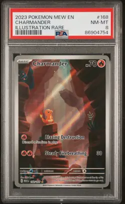 2023 POKEMON MEW EN-151 ILLUSTRATION RARE #168 CHARMANDER PSA 8 - Image 3