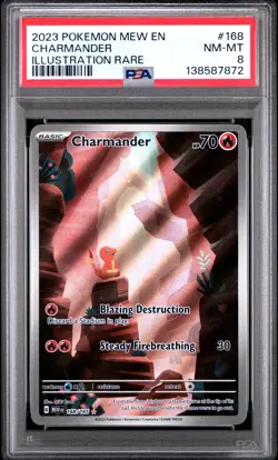 2023 POKEMON MEW EN-151 ILLUSTRATION RARE #168 CHARMANDER PSA 8 - Image 1