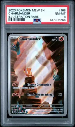 2023 POKEMON MEW EN-151 ILLUSTRATION RARE #168 CHARMANDER PSA 8 - Image 1