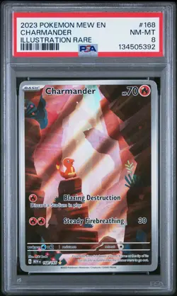 2023 POKEMON MEW EN-151 ILLUSTRATION RARE #168 CHARMANDER PSA 8 - Image 1