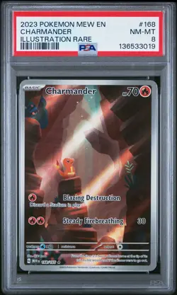 2023 POKEMON MEW EN-151 ILLUSTRATION RARE #168 CHARMANDER PSA 8 - Image 1