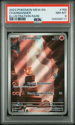 2023 POKEMON MEW EN-151 ILLUSTRATION RARE #168 CHARMANDER PSA 8 - Image 1