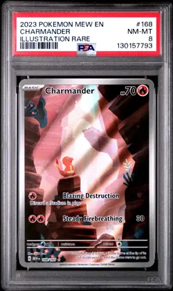 2023 POKEMON MEW EN-151 ILLUSTRATION RARE #168 CHARMANDER PSA 8 - Image 1
