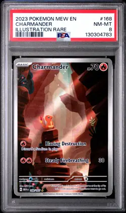 2023 POKEMON MEW EN-151 ILLUSTRATION RARE #168 CHARMANDER PSA 8 - Image 1
