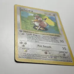 1999 Pokemon Base Set 1st Edition Farfetch'd 27/102 LP WOTC Wizards Shadowless - Image 3