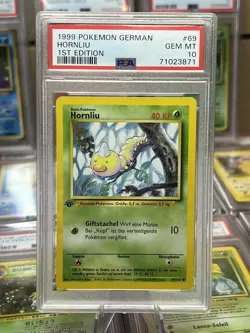 1999 Pokemon German Base #69 Hornliu Weedle PSA 10 GEM MINT 1st Edition - Image 1