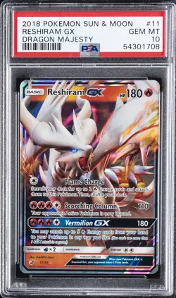 2018 POKEMON SUN & MOON DRAGON MAJESTY #11 RESHIRAM GX PSA 10 - Image 1