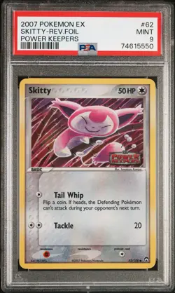2007 POKEMON EX POWER KEEPERS #62 SKITTY REV FOIL REVERSE HOLO PSA 9 - Image 1