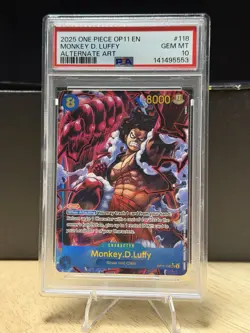 PSA 10 Monkey.D.Luffy (118) (Alternate Art) OP11-118 A Fist of Divine Speed Foil - Image 1