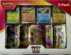 Pokemon TCG Scarlet & Violet 151 Mini Tins Costco Bundle, 5 Pack - Sealed Box! - Image 1
