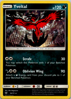 Yveltal 54/73 S&M Shining Legends Pokemon Card TCG Nintendo Holo Rare Nm/Vlp - Image 1