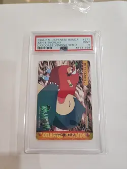 1999 POKEMON JPN BANDAI CARDDASS VENDING SER 8 #271 ASH & SNORLAX PSA 9 ZN - Image 1