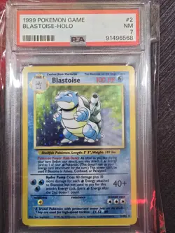 1999 Pokemon Base Set Unlimited Holo Blastoise 2/102 Holo Rare PSA7 NM - Image 1
